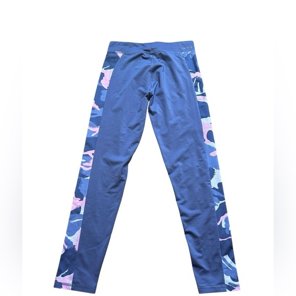 Adidas Kids Blue Patterned Leggings side pocket size M (10/12) - Picture 3 of 8